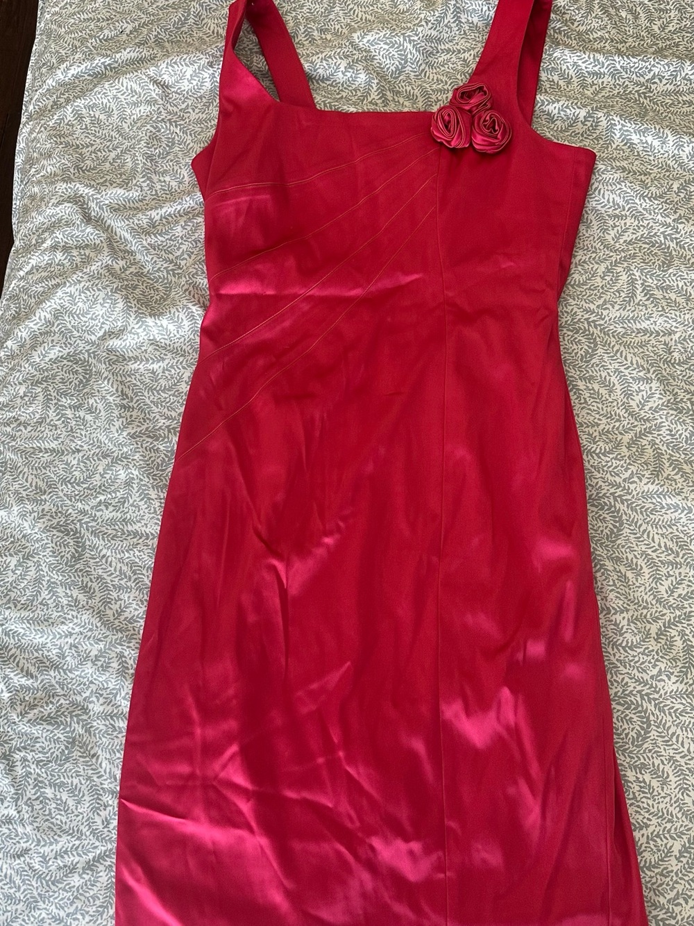Calvin Klein Pink Sleeveless Midi Dress with Rosette Accent